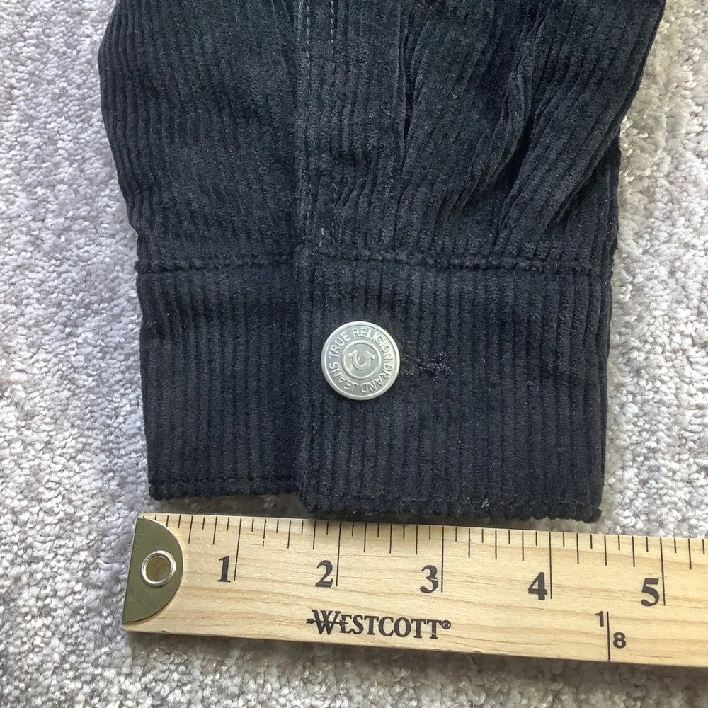 True Religion Mens Vintage Corduroy Jacket Jet Black‎ Hooded Size S NWT